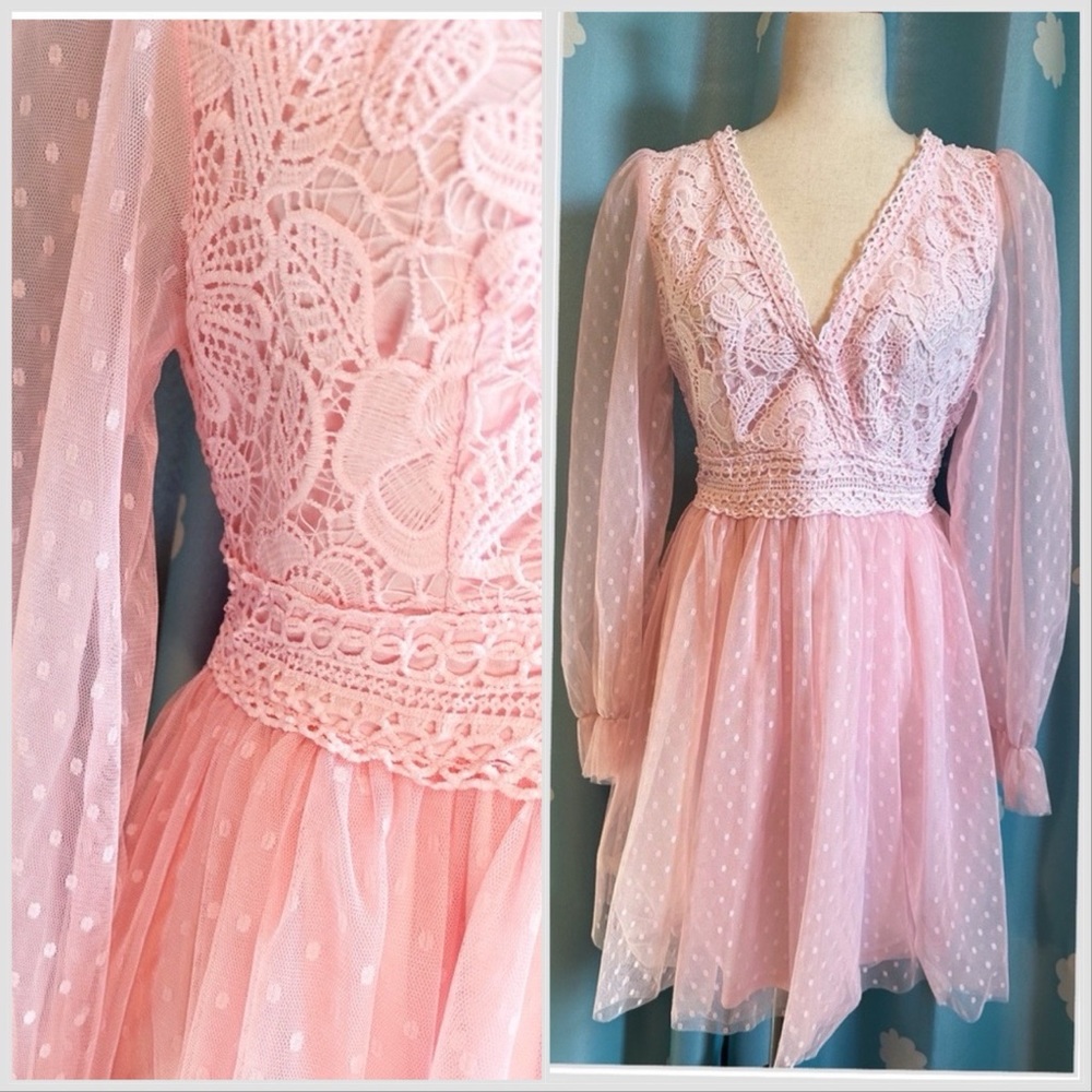 Simplee Apparel Pink Lace Dress